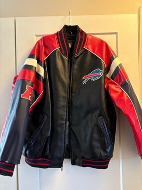 Vintage NFL Men’s Faux Leather Jacket - Buffalo Bills